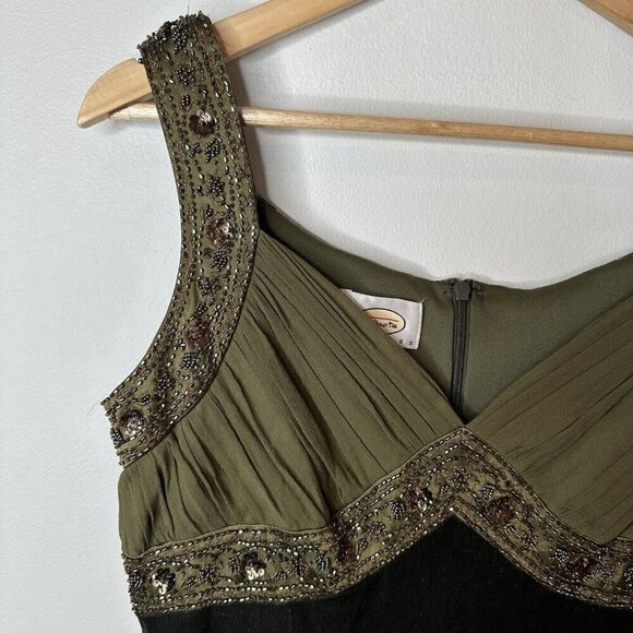 Vtg Talbots 90s Y2K Silk Velvet Beaded Maxi Dress Fairy Whimsigoth Prom 10 - Picture 3 of 11